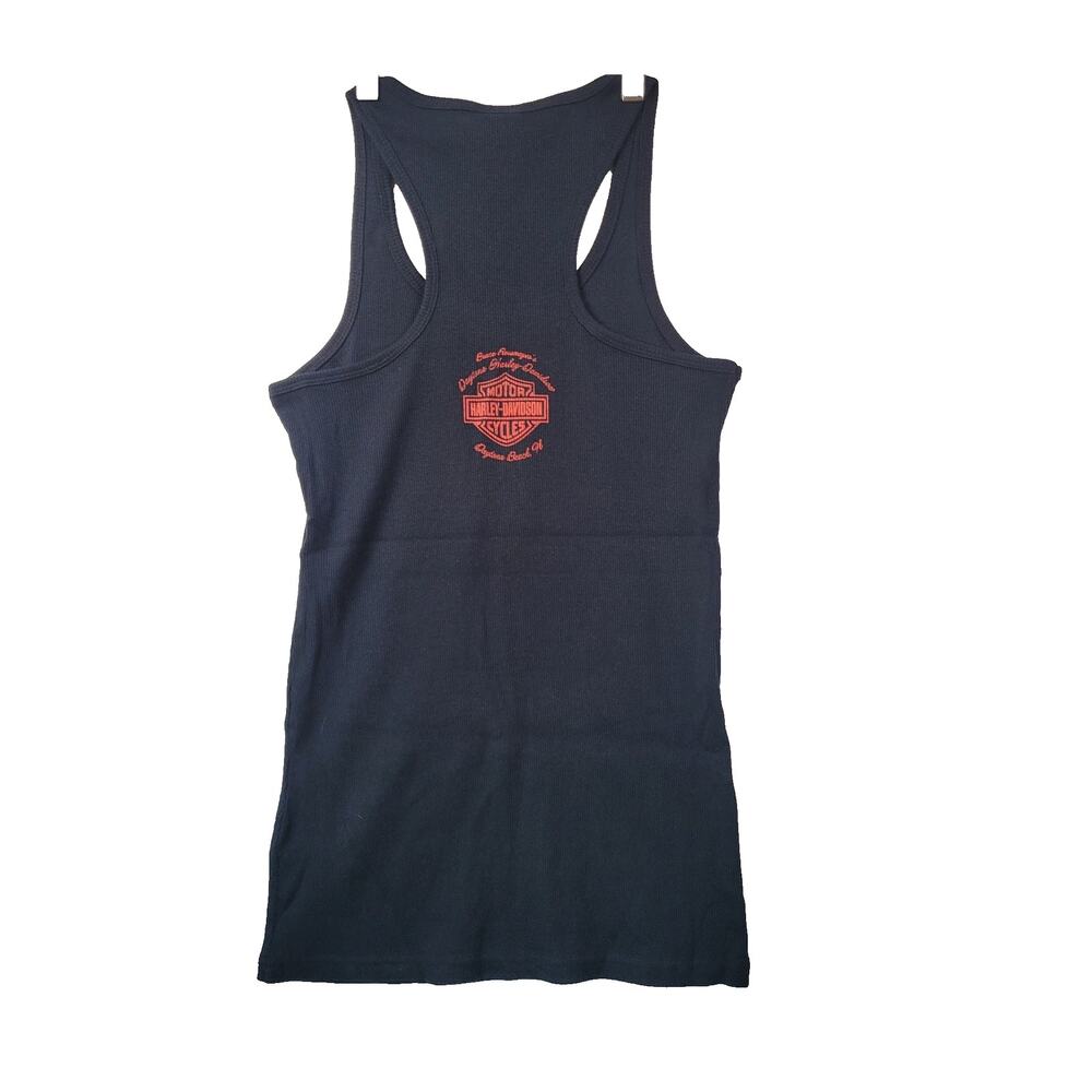 Harley Davidson Womens XL Ribbed Tank Top 2008 Rose Wings Biker Graphic Y2K - Picture 3 of 10